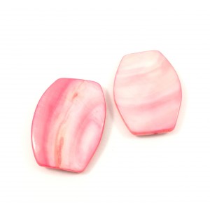Rounded flat rectangle mother-of-pearl shell pink bead (40 beads bulk)